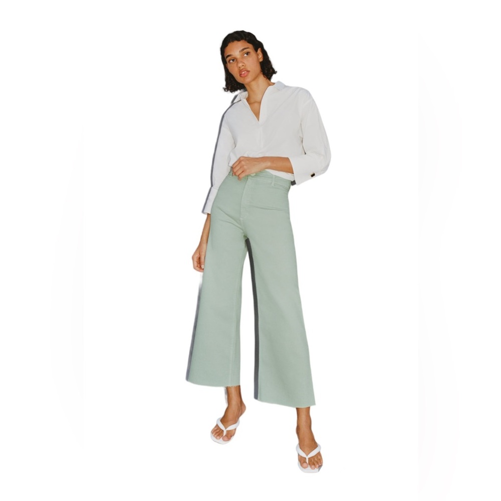 Zara The Marine Straight in Mint High Waist Wide Legged Pants NWT